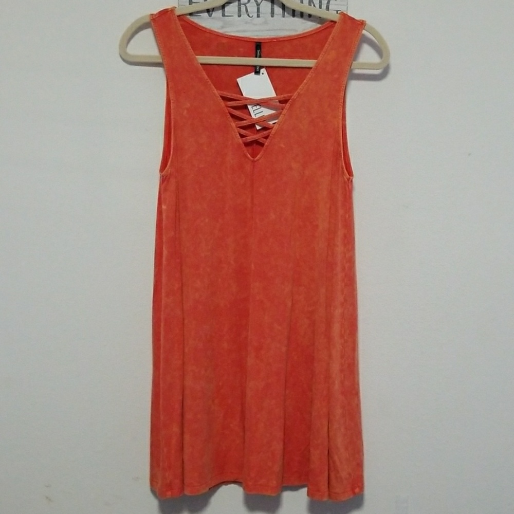 NWT- Orange cloud-dye flowy dress
